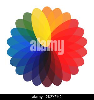 Tavolozza circolare di tutti i colori dell'arcobaleno su sfondo bianco - Vector Foto Stock