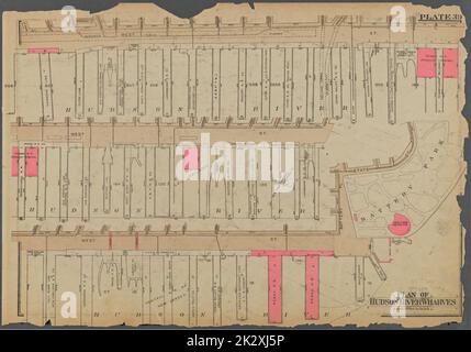 Cartografica, Mappe. 1930. Lionel Pincus e la Principessa Firyal Map Division. Real Property , New York (state) , New York, Manhattan (New York, N.Y.) Piastra 39: Piano dei moli del fiume Hudson Foto Stock