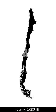 Silhouette mappa nera del Cile Foto Stock