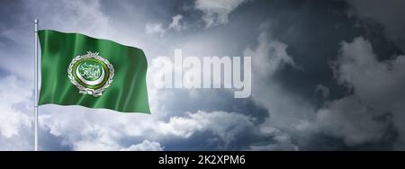 Bandiera della Lega araba su un cielo nuvoloso Foto Stock