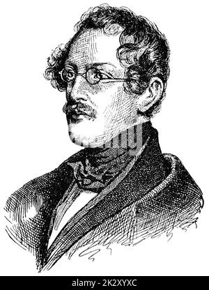 Ritratto del conte Anton Alexander von Auersperg (Anastasius Grun) - poeta austriaco e politico liberale. Illustrazione del 19 ° secolo. Sfondo bianco. Foto Stock