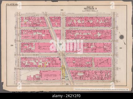 Cartografica, Mappe. 1916. Lionel Pincus e la Principessa Firyal Map Division. Atlas, Manhattan (New York, N.Y.), Real Property, New York (state), New York Plate 60: Delimitata da W. 37th Street, Fifth Avenue, W. 32nd Street e Seventh Avenue parte della Sezione 3 Foto Stock