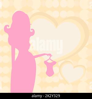 Donna incinta silhouette sullo shopping per il suo nuovo baby- sfondo astratto Foto Stock