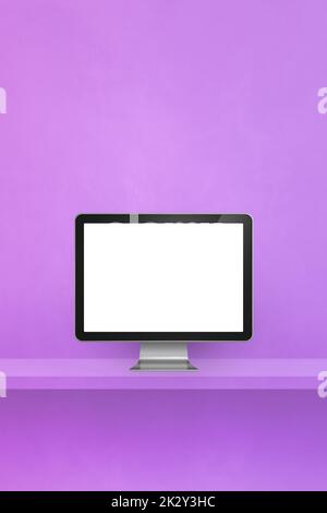 computer pc su ripiano viola. Sfondo verticale Foto Stock