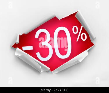 messaggio di sconto del 30% Foto Stock