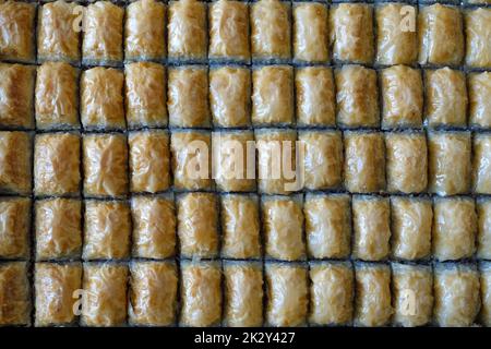 Baklava turca, dessert baklava primo piano, dessert baklava in turchia, baklava Gaziantep Foto Stock