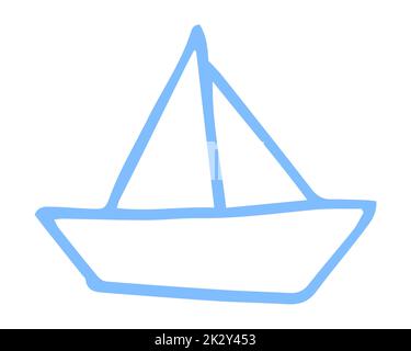 Barca a vela dipinta a mano con pennello Foto Stock