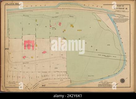 Cartografica, Mappe. 1921 - 1923. Lionel Pincus e la Principessa Firyal Map Division. Real Property , New York (state) , New York, Manhattan (New York, N.Y.) Piastra 186: Inwood Park, con mappa delimitata dal fiume Hudson, Harlem, Prescott Avenue ed Emerson Place Foto Stock