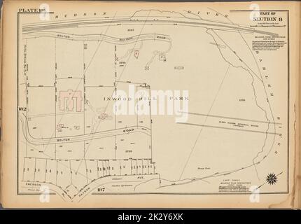 Cartografica, Mappe. 1927. Lionel Pincus e la Principessa Firyal Map Division. Real Property , New York (state) , New York, Manhattan (New York, N.Y.) Piastra 186, parte della sezione 8: Inwood Hill Park, delimitata da Bolton Road, Hudson River, Harlem River, Payson Avenue ed Emerson Place. Foto Stock