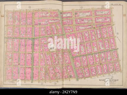 Cartografica, Mappe. 1891. Lionel Pincus e la Principessa Firyal Map Division. Manhattan (New York, N.Y.), Real Property , New York (state) , New York Plate 8 Mappa delimitata da W. 3rd St., E. 3rd St., Essex Ave., Broome St., S. 5th Ave. Foto Stock