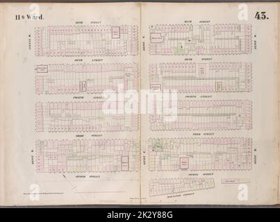 Cartografica, Mappe. 1853. Lionel Pincus e la Principessa Firyal Map Division. Manhattan (New York, N.Y.), Real Property , New York (state) , New York, targhetta di assicurazione antincendio 43: Mappa delimitata da Sixth Street, Avenue D, Houston Street, Avenue C, Second Street, Viale B. Foto Stock