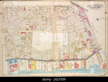 Cartografica, Mappe. 1907 - 1908. Lionel Pincus e la Principessa Firyal Map Division. Vampate (New York, N.Y.) Queens, Vol. 2, Double Page Plate No. 2; Part of Long Island City Ward One (Part of Old Ward 1& 3). Mappa delimitata da Webster Ave., Freeman Ave., Vernon Ave., Payntar Ave., Beebe Ave., Wilbur Ave., Harris Ave., Jackson Ave., Nott Ave., West Ave., Ely Ave., Vanalst Ave., Boulevard, East Ave., West Ave.; Tra cui Prospect St., Crescent St., William St., Sunswick St., Marion St., Sherman St., Hancock St., Hamilton St., Judson St., Noble St., Worth St., Harsell St., Babbett St., Rogers st., NOR Foto Stock