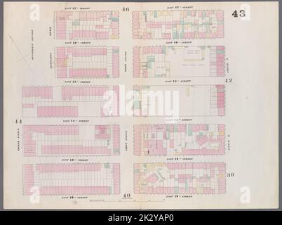 Cartografica, Mappe. 1857 - 1862. Lionel Pincus e la Principessa Firyal Map Division. Manhattan (New York, N.Y.), Real Property , New York (state) , New York Plate 43: Mappa delimitata da East 17th Street, Avenue A, East 12th Street, Second Avenue Foto Stock