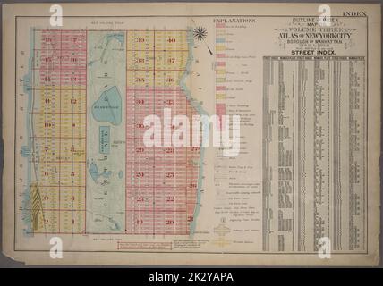 Cartografica, Mappe. 1921. Lionel Pincus e la Principessa Firyal Map Division. Manhattan (New York, N.Y.), Real Property , New York (state) , New York, New York (N.Y.) Mappa di Atlas of New York City, Borough of Manhattan. 59th St. Fino alla 110th Street. Indice stradale. Foto Stock