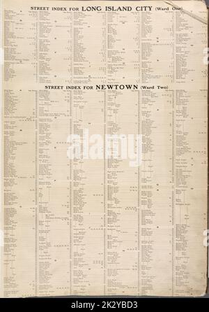 Cartografica, Mappe. 1908 - 1912. Lionel Pincus e la principessa Firyal Map Division Street Index per Long Island City (Ward One); Street Index per Newtown (Ward Two) Front Foto Stock