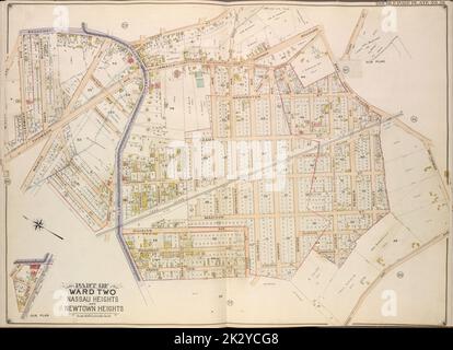Cartografica, Mappe. 1908 - 1912. Lionel Pincus e Princess Firyal Map Division Queens, Vol. 2, Double Page Plate No. 26; parte di Ward Two Nassau Heights e Newtown Heights; Mappa delimitata da Broadway, Court St., Horse Brook Road, Hoffman Boulevard, trotting Course Lane, Dry Harbor, Hnson Ave., Bowne St., Corinth PL.; compresa Caldwell Ave., Grove St., Warren St., Grand View Ave., Calamus Road, Manilla St., Maurice Ave., Thomson Ave., Clermont Ave.; sottopiano; mappa delimitata da Court St.; sottopiano; mappa delimitata da Shell Road, Oliver PL.; inclusa Whitney Ave. Foto Stock