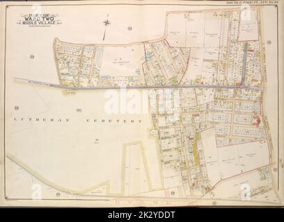 Cartografica, Mappe. 1908 - 1912. Lionel Pincus e Princess Firyal Map Division Queens, Vol. 2, Double Page Plate No. 39; parte di Ward Two Middle Village; Mappa delimitata da Juniper Swamp Road, Furmanville Road, Dry Harbor Road, Washington Ave., Cooper Ave., Haverramp St., Ford Ave.; inclusi Fulton Ave., St. Main Ave., Cook St., Proctor St., Metropolitan Ave., Juniper Ave. Foto Stock