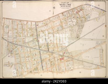 Cartografica, Mappe. 1908 - 1912. Lionel Pincus e la principessa Firyal Map Division Queens, Vol. 2, Double Page Plate No. 16; parte di Ward Two Winfield; Mappa delimitata da Woodside Ave., Broadway, Shell Road (Newtown e Bushwick Turnpike), Thomson Ave., Maurice Ave., Manilla St.; compresa Calamus Road, William St., Clinton St., Monroe St., Greenpoint Ave., piano secondario; mappa delimitata da Cleveland St., Bowne Ave.; inclusa Maurice Ave. Foto Stock