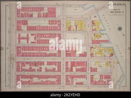 Cartografica, Mappe. 1914. Lionel Pincus e la Principessa Firyal Map Division. Manhattan (New York, N.Y.), Real Property , New York (state) , New York Plate 24, parte della Sezione 6: Delimitata da W. 139th Street, E. 139th Street, Fifth Avenue, E. 138th Street, Madison Avenue (Harlem River), E. 135th Street, Park Avenue, E. 133rd Street, W. 133rd Street e Lenox Avenue Foto Stock