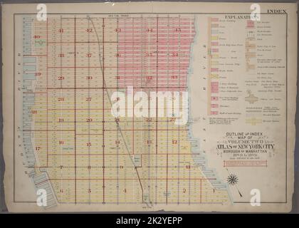 Cartografica, Mappe. 1920. Lionel Pincus e la Principessa Firyal Map Division. Manhattan (New York, N.Y.), Real Property , New York (state) , New York, New York (N.Y.) Schema e indice Mappa dell'Atlante di New York City, Borough di Manhattan, 14th St. A 59th St. Volume due. Foto Stock