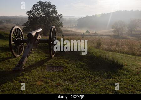 Cannone al Cimitero Nazionale di Gettysburg Foto Stock