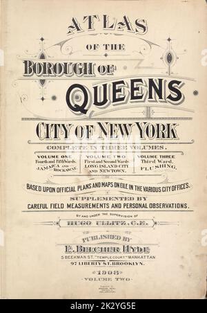 Cartografica, Mappe. 1908 - 1912. Lionel Pincus e la Principessa Firyal Map Division Atlas del comune delle Regine. Città di New York completa in tre volumi. Volume due primo e secondo Wards. Long Island City e Newtown. Pagina Foto Stock