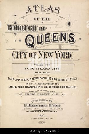 Cartografica, Mappe. 1907 - 1908. Lionel Pincus e la Principessa Firyal Map Division. Vampate (New York, N.Y.) Atlante del quartiere di Queens City di New York Vol. 2, Long Island City primo rione. Pagina Foto Stock