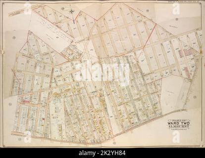 Cartografica, Mappe. 1908 - 1912. Lionel Pincus and Princess First Map Division Queens, Vol. 2, Double Page Plate No. 17; parte di Ward Two Elmhurst; Mappa delimitata da Jackson Ave., 12th St., 13th St., 14th St., 15th St., 16th St., 17th St., 18th St., 19th St., 20th St., 21st St., 22nd Sr., 23rd St., 24th St., 25th St., 26th St., 27th St.; inclusi i treni di Meadow Road, Polk Ave., Baxter Ave. (Astoria e Flushing Turnpike), Woodside Ave., 9th St., Kelly Ave., 10th St., 11th St Foto Stock