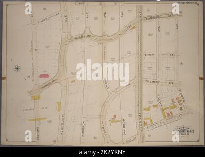 Cartografica, Mappe. 1901. Lionel Pincus e la Principessa Firyal Map Division. Bronx (New York, N.Y.), Real Property , New York (state) , New York Double Page Plate No. 17, Part of Ward 24, Section 11. Delimitato da E. 180th Street, Morris Avenue, E. 177th Street e Andrews Place. Foto Stock