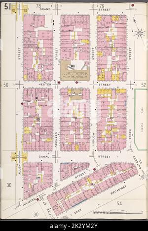 Cartografica, Mappe. 1884 - 1936. Lionel Pincus e la Principessa Firyal Map Division. Assicurazione antincendio , New York (Stato), Real Property , New York (Stato), Cities & Cities , New York (Stato) Manhattan, V. 1, Plate No. 51 Mappa delimitata da Grand St., Essex St., E. Broadway, Allen St. Foto Stock