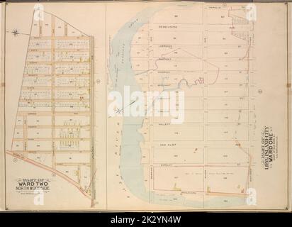 Cartografica, Mappe. 1903. Lionel Pincus e la Principessa Firyal Map Division. Queens (New York, N.Y.) Queens, Vol. 2, Double Page Plate No. 12; Part of Ward Two North Wood Side; Map Bounded by Bowery Road, Jackson Ave., Newtown PL., Hunter PL., 10th St., 9th St., 8th St., 7th St., 6th St., 5th St.; Tra cui Grand Ave., Jamaica Ave., 4th St., 3rd St., 2nd St., 1st St., Charlotte Ave., West St.; parte di Long Island City Ward One (parte di Old Ward Five); Mappa delimitata da Rapelje Ave., Winthrop Ave.; inclusi Boulevard, Berrian Ave. Foto Stock