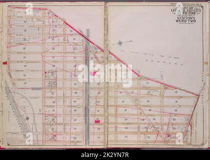 Cartografica, Mappe. 1919. Lionel Pincus e la Principessa Firyal Map Division. Queens (New York, N.Y.), Real Property , New York (state) , New York , Queens (Borough) Queens, V. 2, Double Page Plate No. 5; Part of Long Island City, Ward 1; Mappa delimitata da Dickson St., Celtic Ave., Borden Ave., Van Pelt St. Middleburg Ave. Foto Stock