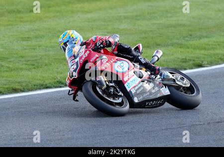 Chester, Regno Unito. 23 set 2022 Josh Brookes (MCE Ducati) visto in azione durante il Bennets British Superbike Round 9 (pratica) a Oulton Park Chester Inghilterra il 23 2022 settembre GS.Media / Alamy Live News Foto Stock