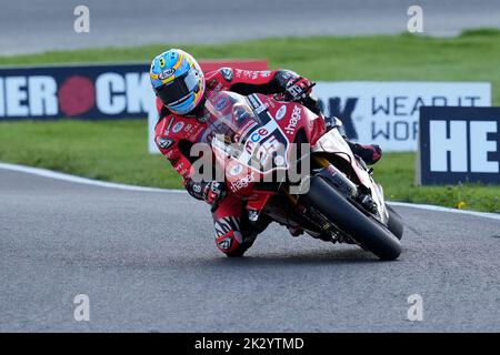 Chester, Regno Unito. 23 set 2022 Josh Brookes (MCE Ducati) visto in azione durante il Bennets British Superbike Round 9 (pratica) a Oulton Park Chester Inghilterra il 23 2022 settembre GS.Media / Alamy Live News Foto Stock