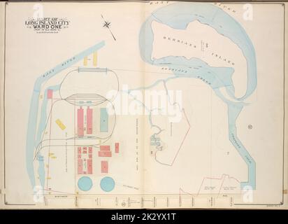 Cartografica, Mappe. 1907 - 1908. Lionel Pincus e la Principessa Firyal Map Division. Vampate (New York, N.Y.) Queens, Vol. 2, Double Page No. 11; parte di Long Island City Ward One (parte di Old Ward 5); Mappa delimitata da Winthrop Ave., Van Alst Ave., Debevoise Ave., Rapelje Ave.; incluso Boulevard, Barclay St., Hallet St., Howland St., Crescent St., Merchant St., Goodrich St., Chauncey St., Lawrence St Foto Stock