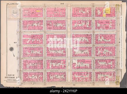 Cartografica, Mappe. 1916. Lionel Pincus e la Principessa Firyal Map Division. Atlas, Manhattan (New York, N.Y.), Real Property , New York (state) , New York Plate 84: Delimitato da E. 59th Street, Third Avenue, E. 53rd Street e Fifth Avenue parte della Sezione 5 Foto Stock