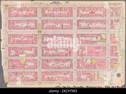 Cartografica, Mappe. 1916. Lionel Pincus e la Principessa Firyal Map Division. Atlas, Manhattan (New York, N.Y.), Real Property, New York (state), New York Plate 85: Delimitato da E. 59th Street, Avenue A (East River), E. 53rd Street e Third Avenue parte della Sezione 5 Foto Stock