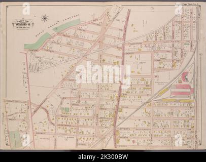 Cartografica, Mappe. 1901. Lionel Pincus e la Principessa Firyal Map Division. Queens (New York, N.Y.) Queens, V. 1, Double Page Plate No. 5; Part of Jamaica, Ward 4; Map Bounded by Maple Grove Cemetery, Atlantic Ave., Btiggs Ave., Newtown Ward boundary line Foto Stock