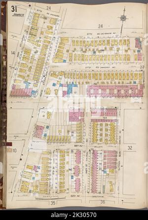 Cartografica, Mappe. 1884 - 1936. Lionel Pincus e la Principessa Firyal Map Division. Assicurazione antincendio , New York (stato), Real Property , New York (stato), Cities & Cities , New York (stato) Queens V. 6, Plate No. 31 Mappa delimitata da 87th Ave., 148th St., 89th Ave., 143rd St. Foto Stock