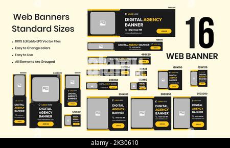 Digital Marketing Agency Web Set Vector Banner Images Illustrazione Vettoriale