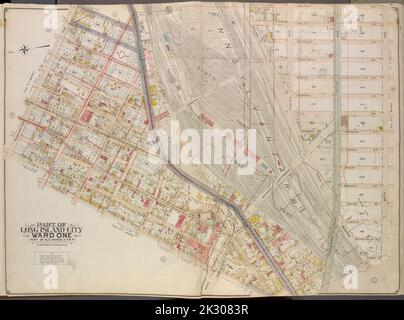 Cartografica, Mappe. 1908 - 1912. Lionel Pincus e Principessa Firyal Map Division Queens, Vol. 2, Double Page Plate No. 3; parte di Long Island City Ward One (parte di Old Wards 2, 3 e 4); Mappa delimitata da Washington AE., Pomeroy St. (8th Ave.), Jackson Ave., Skillman Ave., Van Pelt St., Nott Ave.; Tra cui Thomson Ave., Purves St., Harris Ave., Hunter Ave., Prospect St., Radde St Foto Stock