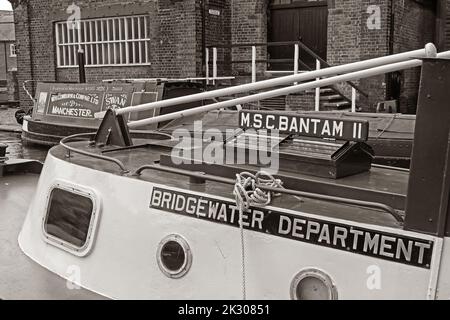 Il MSC Bantam II, MSCC Bridgewater Canal reparto di manutenzione barca, costruito da E.C. Jones & Son, Brentford Lighterage Tug precedentemente gestito da MSCC Foto Stock