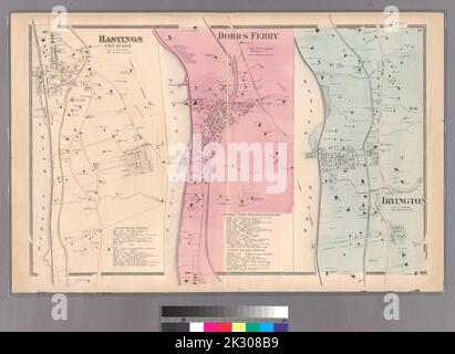 Cartografica, Mappe. 1868. Lionel Pincus e la Principessa Firyal Map Division. Real Property , New York Metropolitan Area, Westchester County (N.Y.), New York Metropolitan Area Plate 26: Hastings Upon Hudson - Dobbs Ferry - Irvington. Grande cartella - L1 Foto Stock