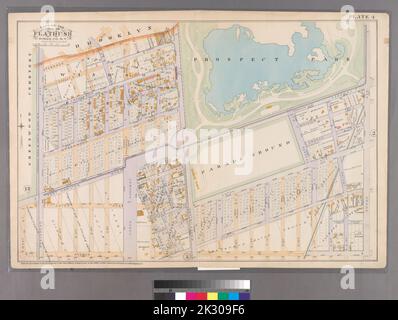 F. Bourquin & Co.. Cartografica, Mappe. 1890. Lionel Pincus e la Principessa Firyal Map Division. Brooklyn (New York, N.Y.), Real Property, New York (state), New York Plate 4:Bounded by Terrace Place, Coney Island Avenue (Prospect Park), Ocean (Franklin Avenue) Parkway, Ocean Avenue, Avenue A, West Street, Fort Hamilton Avenue e Gravesend Avenue. Parte della città di Flatbush, Kings Co., N.Y. Foto Stock