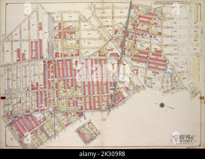 Cartografica, Mappe. 1915. Lionel Pincus e la Principessa Firyal Map Division. Queens (New York, N.Y.), Real Property , New York (state) , New York , Queens (Borough) Queens, Vol. 2A, Double Page Plate No. 24; Part of Ward Two Newtown. Mappa delimitata da Shaler St., Fremont St., Schley St., Myrtle Ave., Epsilon PL., Cypress Hill Road., Anna PL.; inclusi Alden Ave., Fairmont St., Walter St., Forest Ave., Linden St., Traffic St Foto Stock