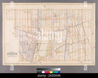 F. Bourquin & Co.. Cartografica, Mappe. 1890. Lionel Pincus e la Principessa Firyal Map Division. Brooklyn (New York, N.Y.), Real Property , New York (state) , New York Plate23: Delimitata da Avenue P, Ocean Avenue, Avenue U, W. 6th Street, Avenue R, W. 8th Street, Avenue P e W. 11th Street. Parte della città di Gravesend, Kings Co., N.Y. Foto Stock