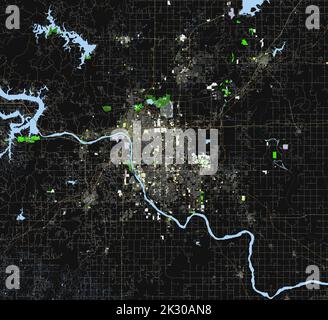 Mappa della città di Tulsa, Oklahoma, Stati Uniti Illustrazione Vettoriale