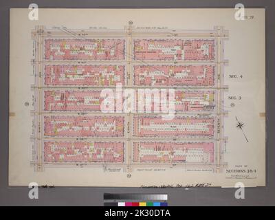 Cartografica, Mappe. 1899. Lionel Pincus e la Principessa Firyal Map Division. Manhattan (New York, N.Y.), Real Property, New York (state), New York Plate 27, parte delle sezioni 3 e 4: Delimitata da W. 42nd Street, Seventh Avenue, W. 37th Street e Ninth Avenue Foto Stock