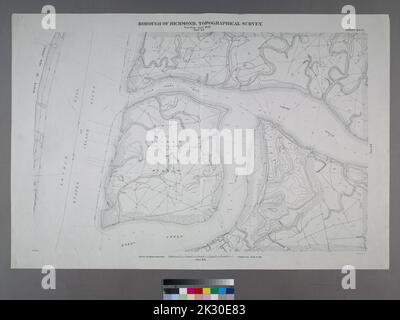 Cartografica, Mappe, Mappe topografiche. 1906 - 1913. Lionel Pincus e la Principessa Firyal Map Division. Staten Island (New York, N.Y.) Il foglio n. 51 include Island of Meadows, Fresh Kills e Arthur Kill. Borough of Richmond, Topographical Survey. Foto Stock