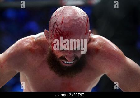 Peter Queally in azione durante il loro incontro di pesi Welterweight durante il Bellator 385 alla 3 Arena, Dublino. Data immagine: Venerdì 23 settembre 2022. Foto Stock